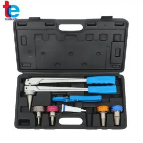 Tr102546 Turitrade Pipe Expander Tool Kit Precision Manual Pex With 3/8 Inch 1/2 3/4 1 Expansion Heads