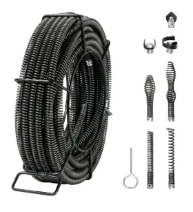 66ftx5 Uimoso 197988054511 Sectional Drain Cleaning Cable 66ftx5/8in And 7 Cutters For 0.8 Inch -3.9 Pipes