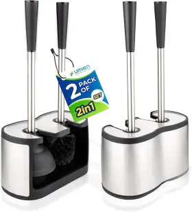 Umien 725414331174 2 Pack Toilet Brush And Plunger Set 18-in - Satin Nickel