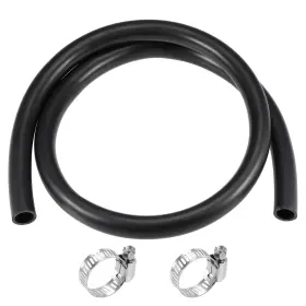 Uxcell 752374597180 Fuel Line Hose 14mm Id 18mm Od 3.3ft Oil Rubber Black 2 Clamps