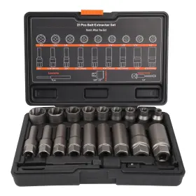 Uewtenr21-bl Uyecove 21 Bolt Extractor Set 3/8 Inch Drive Kit Lug Nut Removal Tool Str