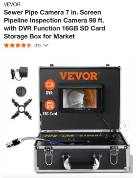 Ddwkxsgdnk730r90pv1 Vevor 7 Inch 30m/100ft Sewer Camera Pipe Inspection Lcd Monitor With Dvr Function