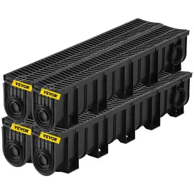 Pslgm1001504fw50nv0 Vevor Trench Drain System Channel With Plastic Grate 5.9x7.5-inch Hdpe D