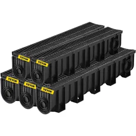 Pslgm10015050f23mv0 Vevor Trench Drain System Channel With Plastic Grate 5.9x7.5-inch Hdpe D