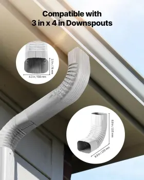Tgxsgwtlx000wpcca001v0 Vevor Downspout Gutter Elbow Fits 3x4 Inch Style A L-shaped Interface Size 3.1x4.3 I