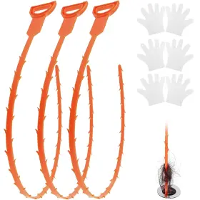Wisekoti 673311190397 3 Pack Drain Clog Remover Tools Snake Hair Cleaning Tool 20 Inch Wise