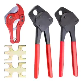 Yescom 637509475291 1/2 Inch 3/4 Pex Crimper Set Tube Crimping Tool Kit With Go/no Go Gauge Pipe Cutter