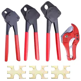 Yescom 637509475307 1/2 Inch 3/4 3/8 Pex Crimper Set Crimping Tool Kit With Go/no Go Gauge Pipe Cutter