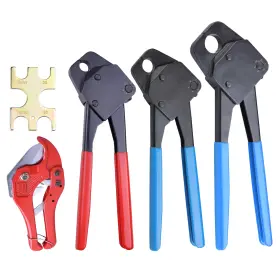 Yessources 637509403164 3/8 1/2 3/4 Inch 3 Pex Crimper And 1-5/8 Ratchet Pipe Cutter Crimping Plumbing Tool