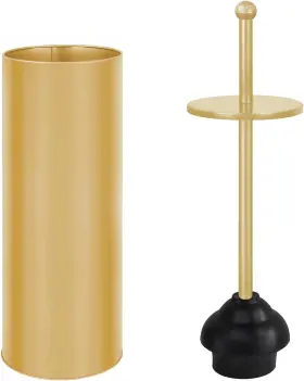 Zahari Home 810122833796 Toilet Plunger With Holder For Bathroom - Deep Satin Gold