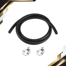 Zaplyte 680811210869 Fuel Line Hose 6mm 1/4 Inch Id 10mm Od 3.3ft Oil Pipe Rubber Water Black 2 Clamps