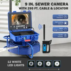 Zelcan 719868669747 9 In Self-leveling Sewer Camera With Locator 295ft Cable Inspection