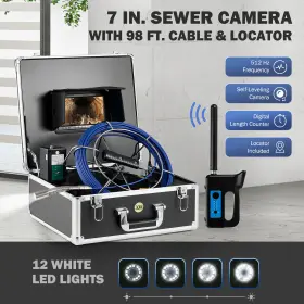 Ip68 Zelcan 719868669808 7 Inch Self-leveling Sewer Inspection Camera W Locator 98ft Fiberglass Cable