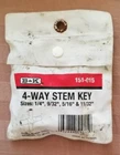 B&k 151-015 4-WAY Stem Key Sizes: 1/4" 9/32" 5/16" 11/32" New. Price: $9.95.