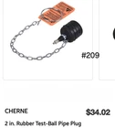 Cherne 270024 2" Rubber Inflatable Test-ball Pipe Plug Dwv Plumbing Open Box New. Price: $18.00.