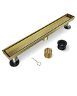 Htoh 36" Linear Shower Drain Brushed Gold 304 Stainless Steel Tile Insert Open. Price: $65.99.