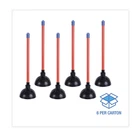 Boardwalk Toilet Plunger, 18" Plastic Handle, 5.63" Dia, Red/black, 6/CARTON New. Price: $40.99.
