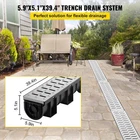 Vevor Trench Drain System, Channel With Metal Grate, 5.9X5.1-INCH Hdpe New. Price: $110.96.