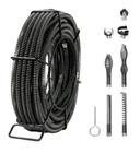 Uimoso Sectional Drain Cleaning Cable 66FTX5/8IN & 7 Cutters For 0.8"-3.9" Pipes New. Price: $49.99.