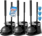 3PACK 2 In 1 Toilet Brush Plunger Set, Extended Handle Black New. Price: $57.11.