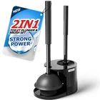Forasto 2 In Toilet Plunger Brush Set Extended Handle 1PACK, Black New. Price: $19.31.