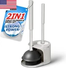 2 In 1 Toilet Plunger Brush Set Extended Handle Bowl New. Price: $25.26.