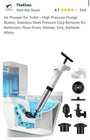 Theelves 344 Air Plunger For Toilet - High Pressure Blaster, Open. Price: $14.00.