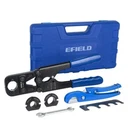 Efield Size Pex Crimping Tool Kit: 1/2", 3/4" & 1" W/h Pipe Cutter And Gauge New. Price: $63.99.